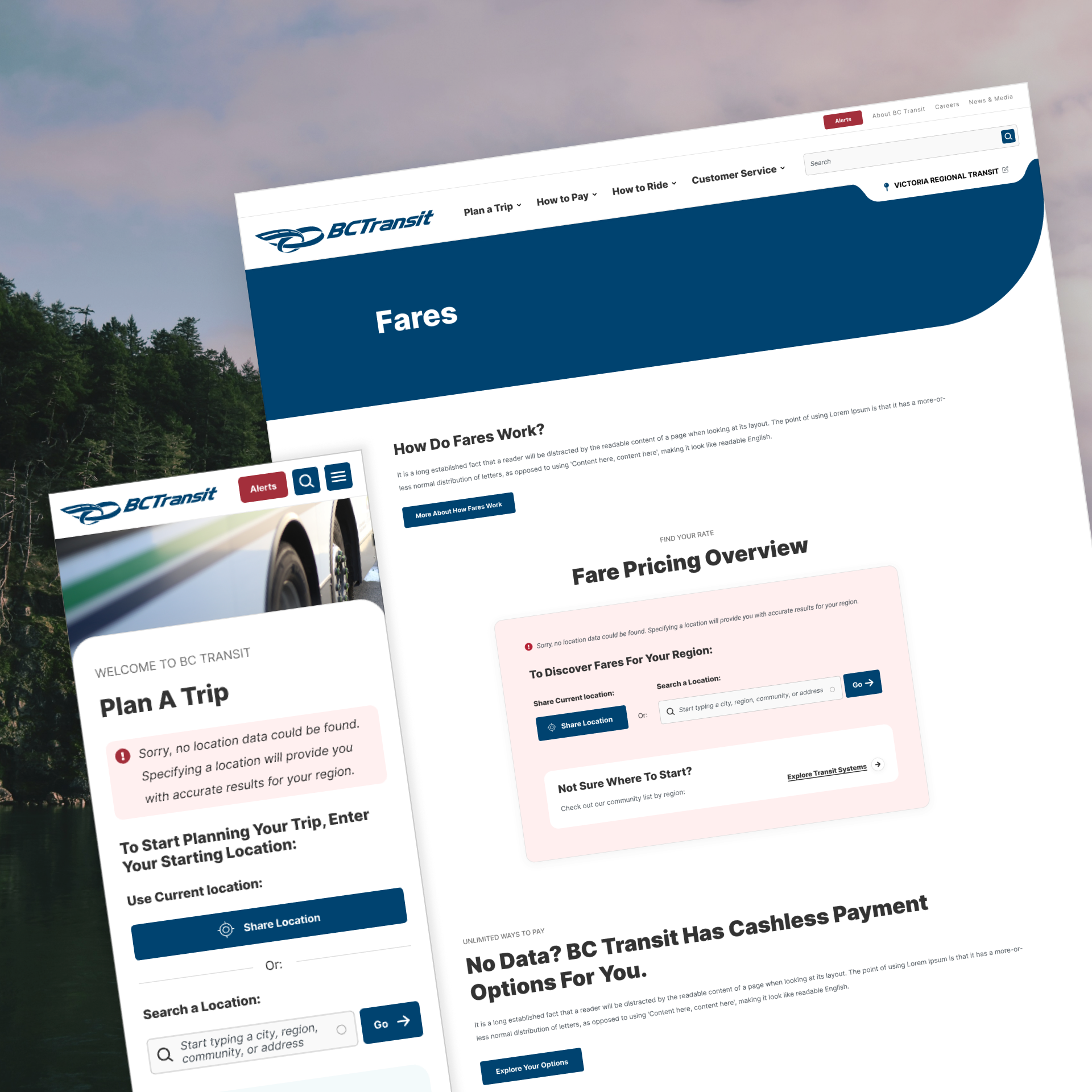 BC Transit fares page shown at an angle