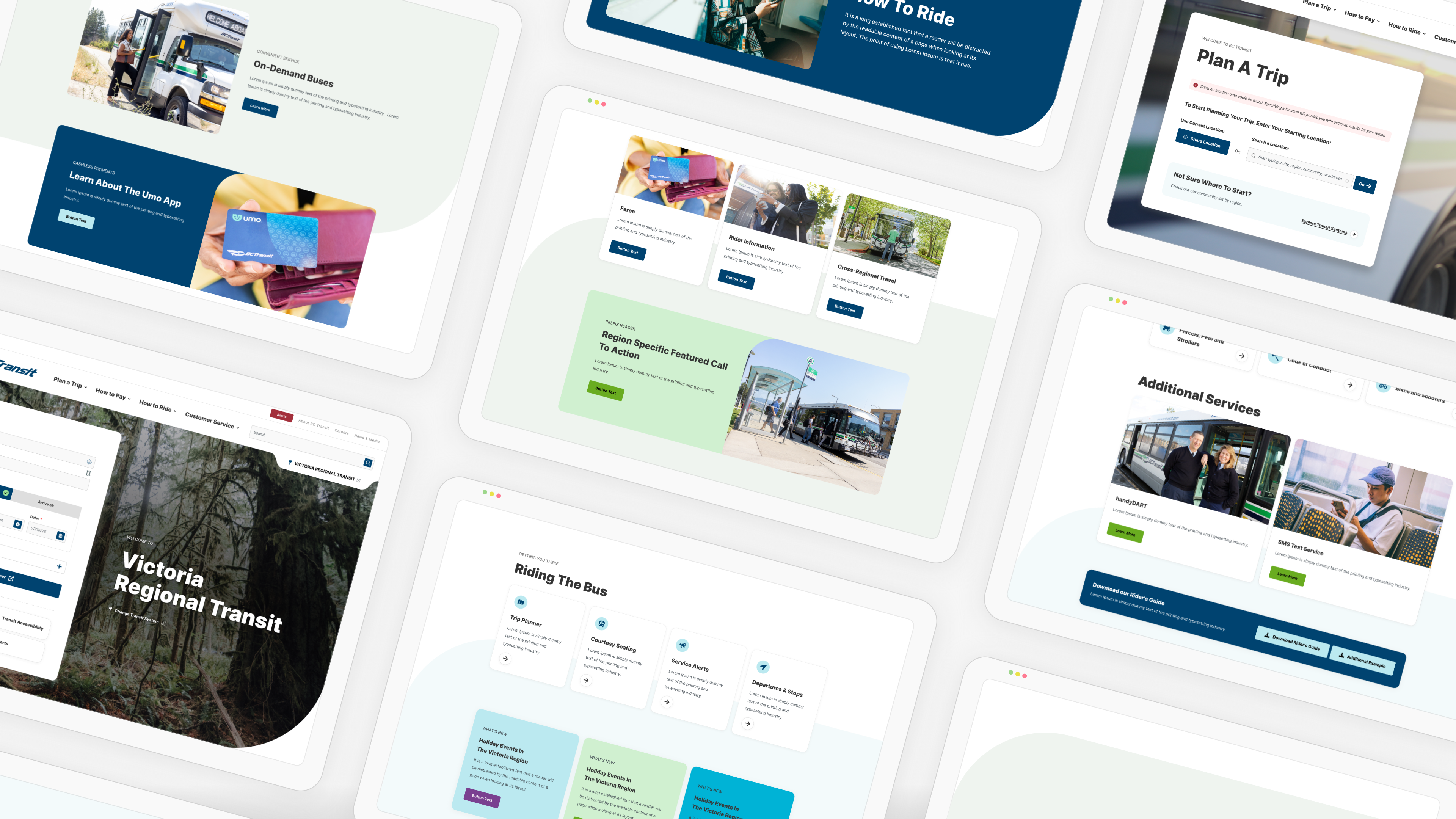 BC Transit website shown on several angled tablets
