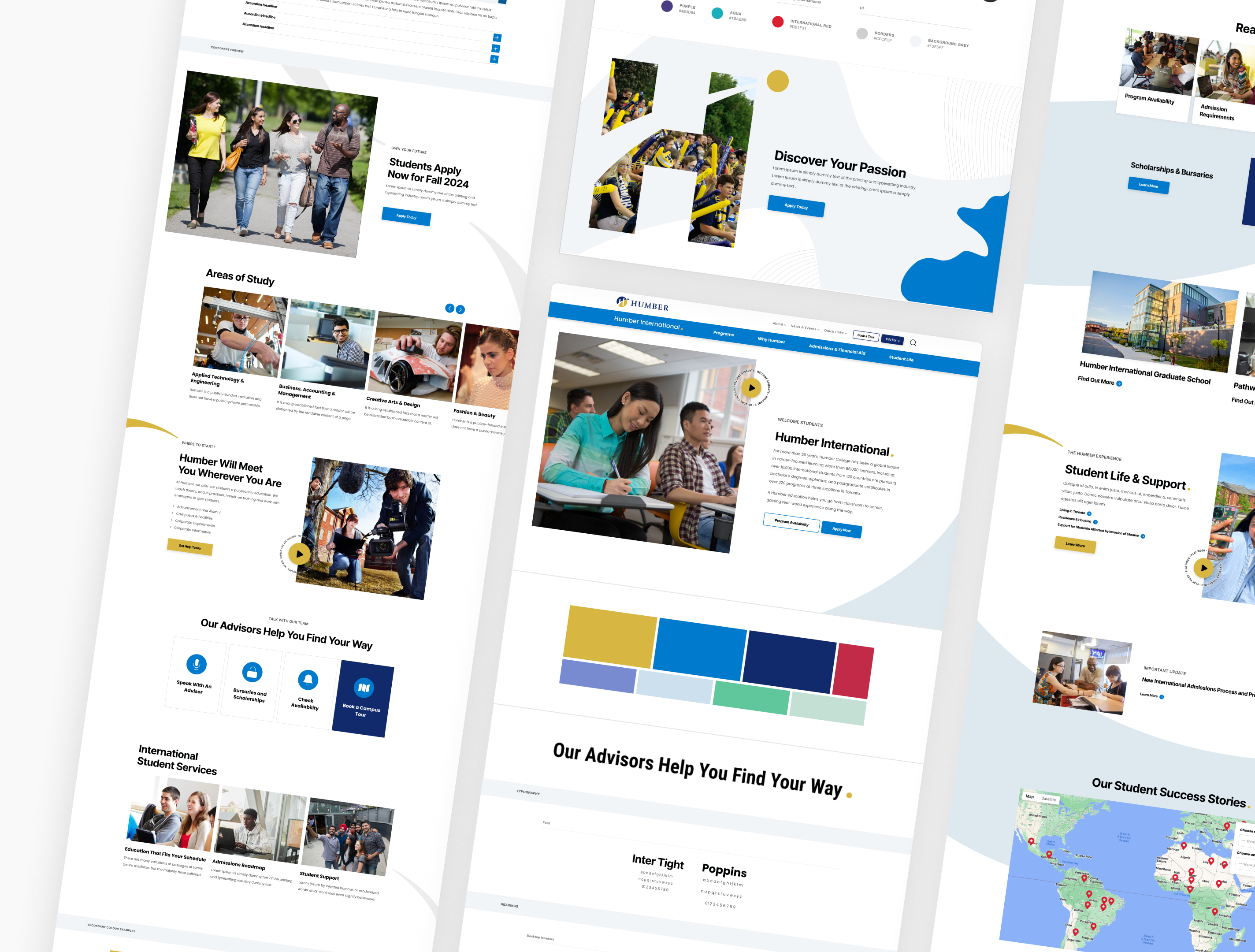 Humber College website screenshots