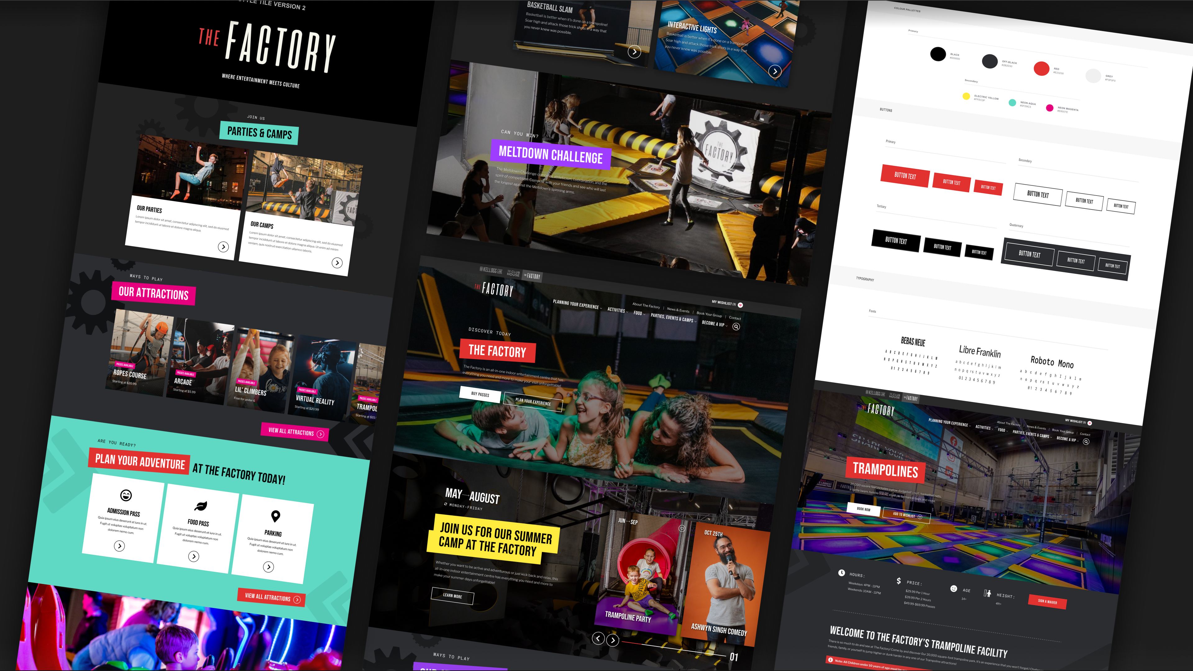 The Factory website pages shown at an angle
