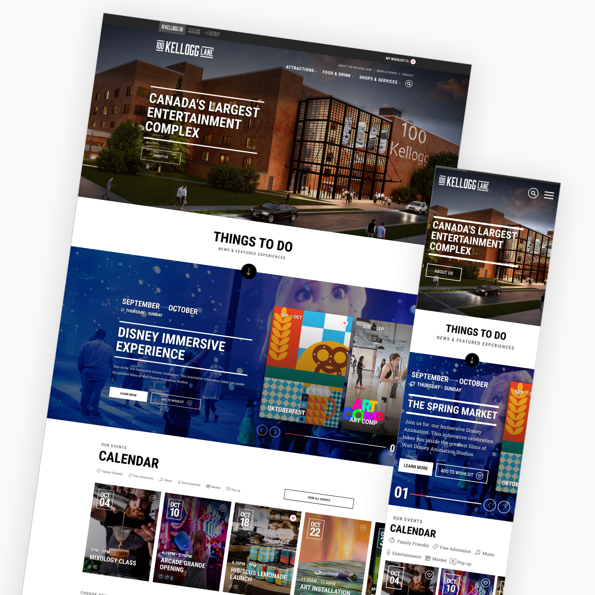 100 Kellogg Lane website pages shown at an angle