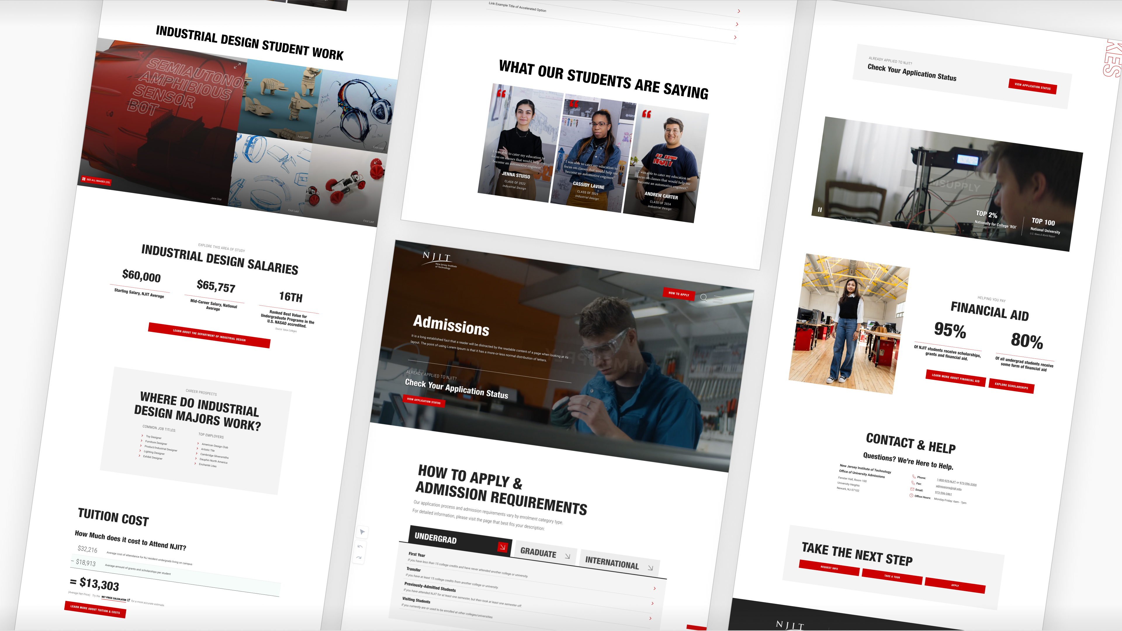 NJIT website pages shown at an angle
