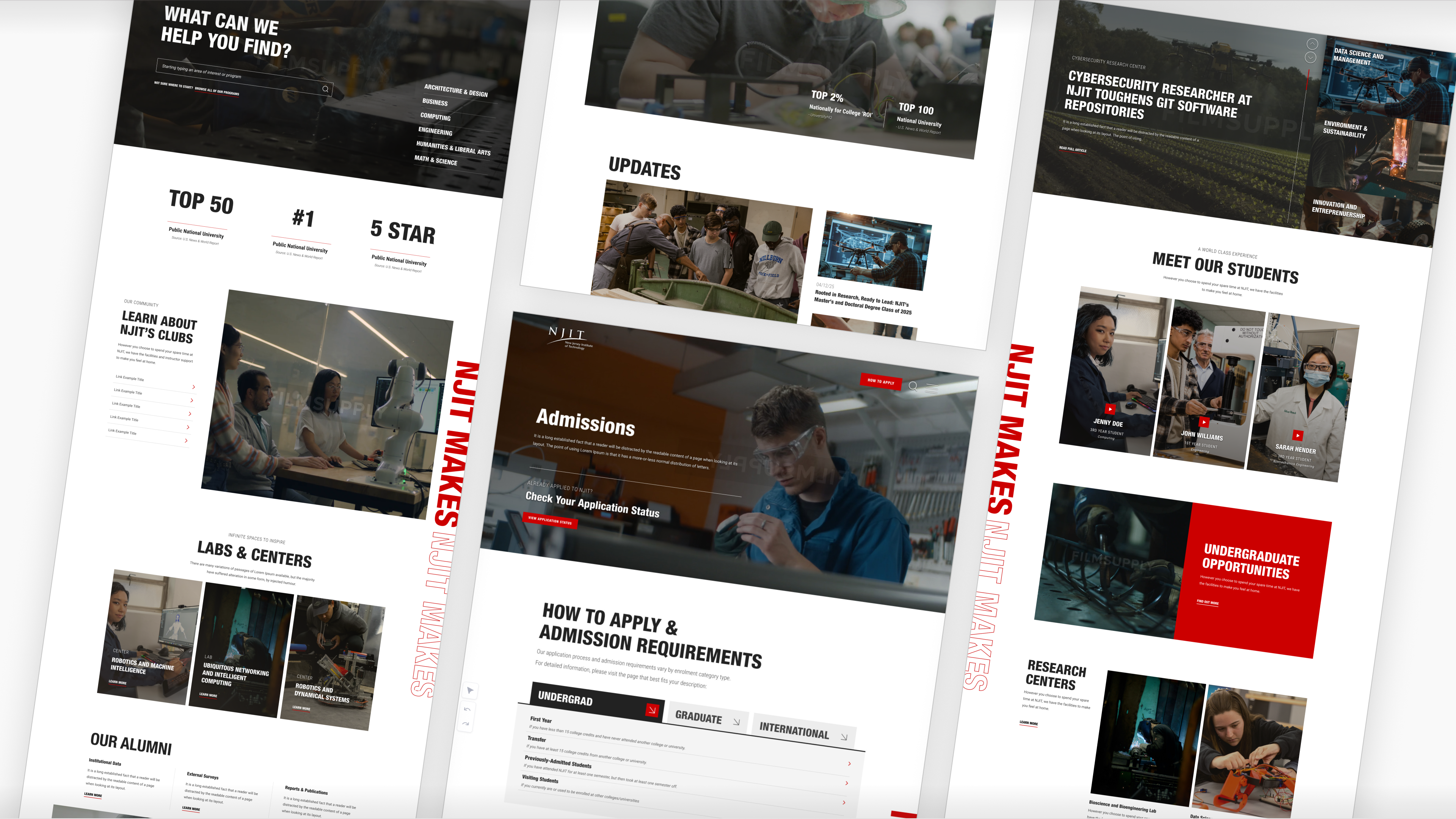 NJIT website pages shown at an angle