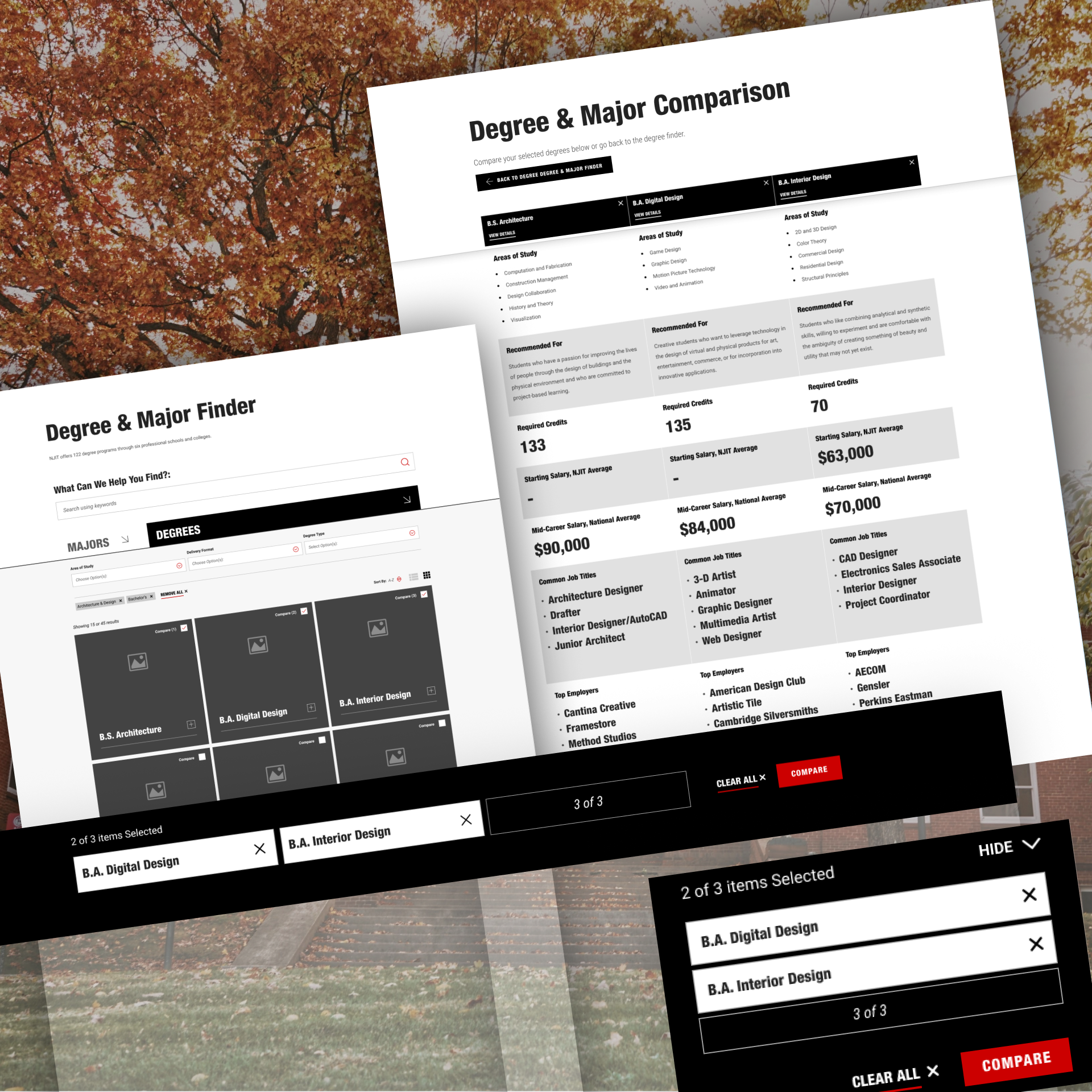 NJIT program comparison pages shown at an angle