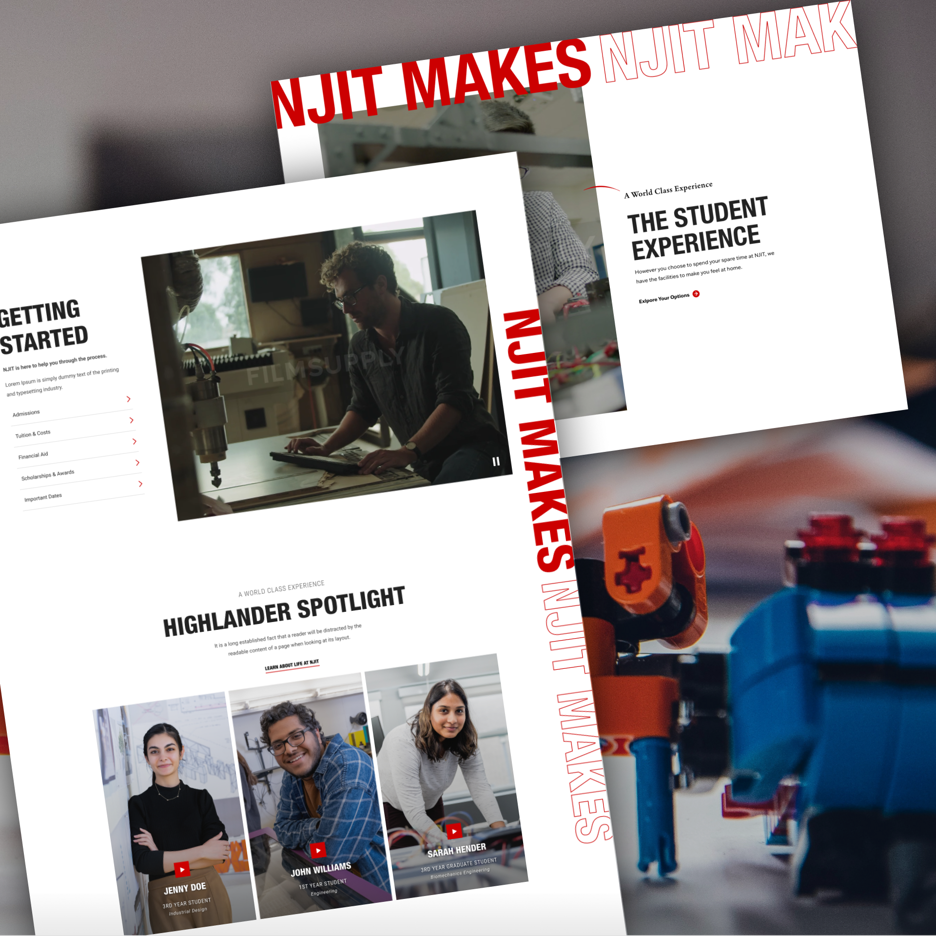 NJIT program page shown at an angle with the vertical 'NJIT Makes' slogan treatment